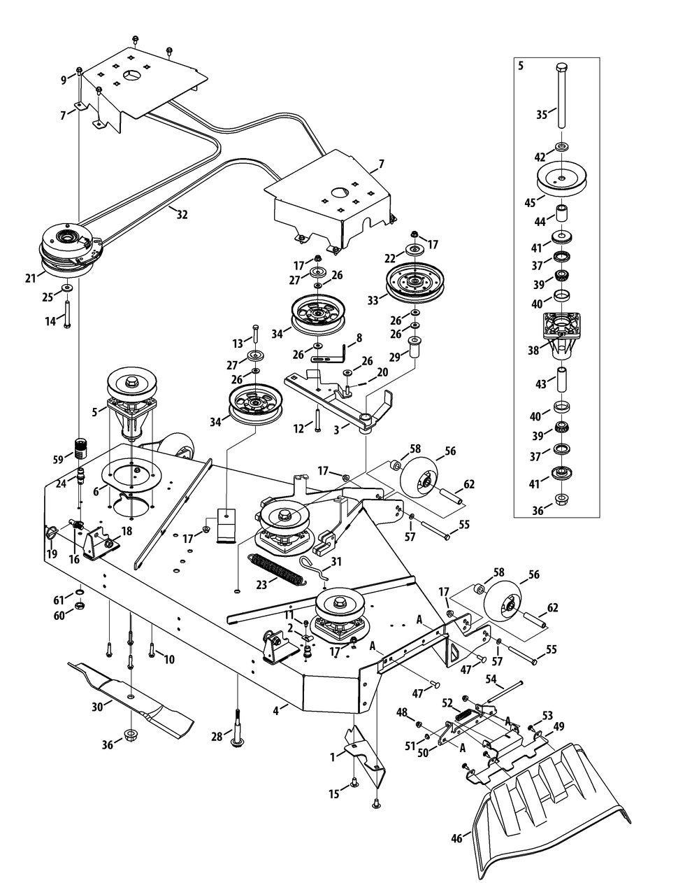 Mower Deck 60-Inch Diagram and Parts List for Z-FORCEL60 (17ASDALD009-17BSDALD010)(2015) Cub Cadet Lawn Tractor